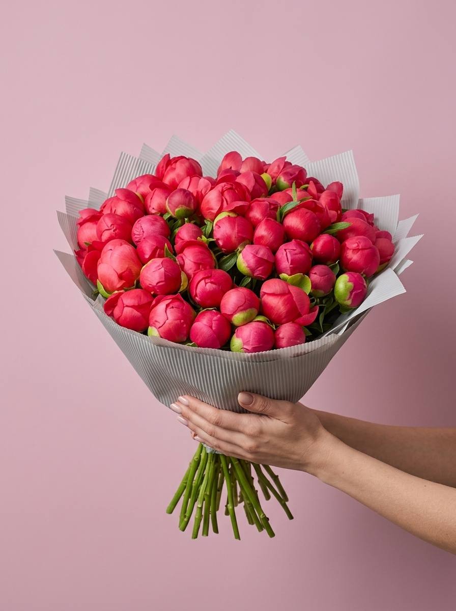 Букет из коралловых пионов M